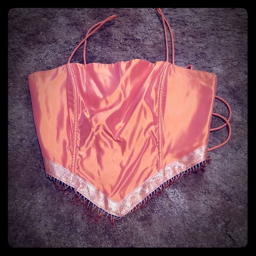 2 piece orange & pink prom dress